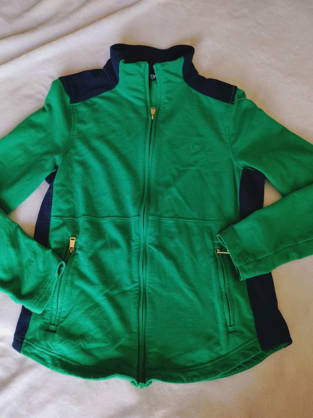 Lauren Ralph Lauren Green Jacket with Navy Trim, Women's, Sportwear, Casual